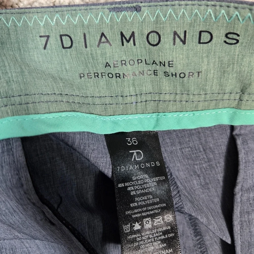 7 Diamonds Aeroplane Performance Shorts Men's 36 Blue/Gray stretch